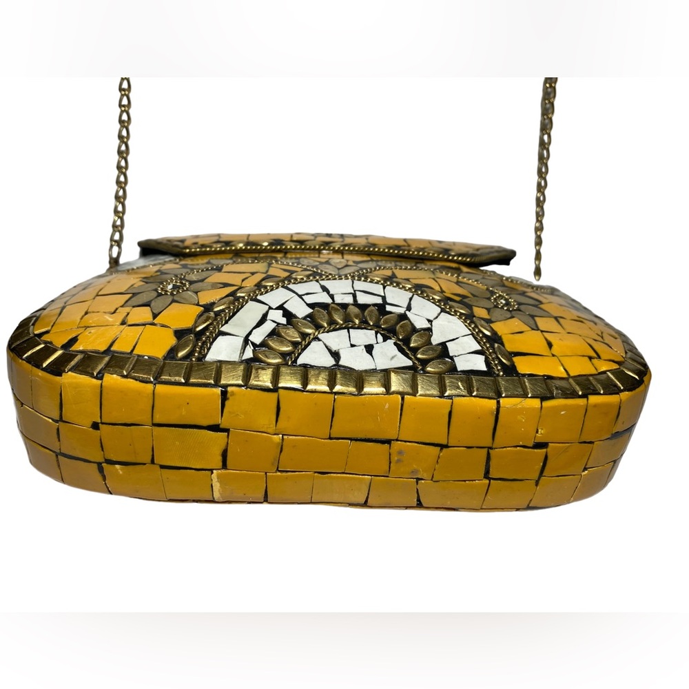 Antik Kraft Mosaic Pattern Yellow and Gold Women's Bag - Picture 10 of 13